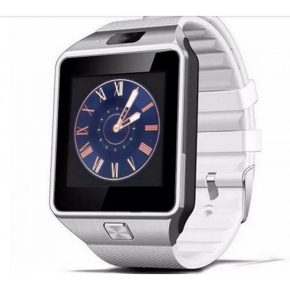 ساعة ذكية مع هاتف للرد على المكالمات وتدعم شريحة اتصال وبطاقة ذاكرة وكاميرا- لون فضي