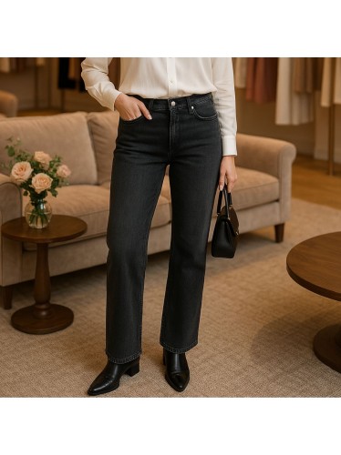 ck High Rise Straight Jeans For Women بنطال جينز نسائي بقصّة مستقيمة وخصر عالٍ