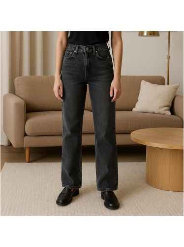 ck High Rise Straight Jeans For Women بنطال جينز نسائي بقصّة مستقيمة وخصر عالٍ