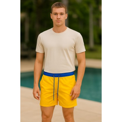 شورت شبابي قصير للرجال لون أصفر