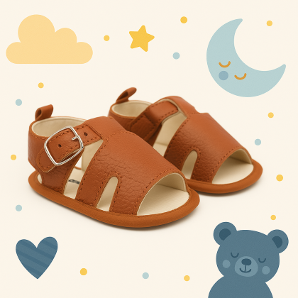 حذاء للأطفال لون عسلي حديثي الولادة
