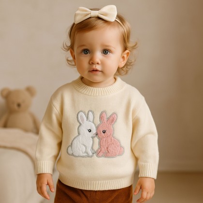 بلوزة صوف بأكمام طويلة لون أوفوايت