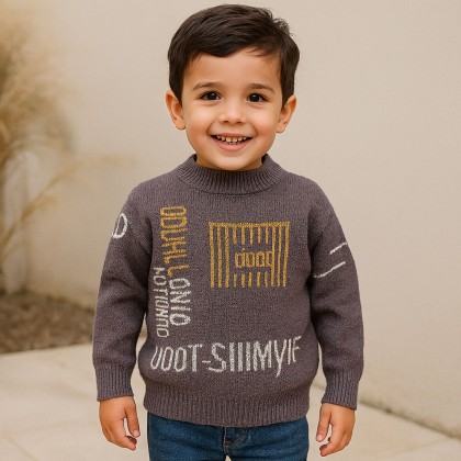 بلوزة صوف للأطفال لون سكني