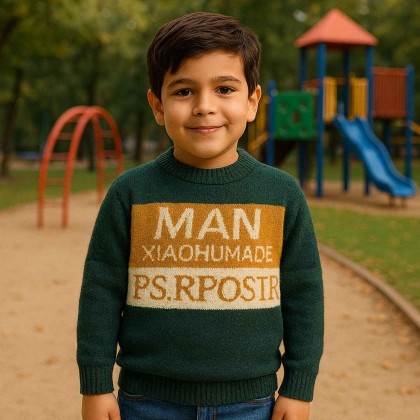 بلوزة صوف للأطفال لون كموني وكحلي