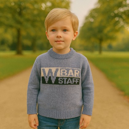 بلوزة صوف للأطفال لون رمادي مزرق