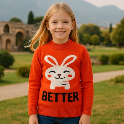 بلوزة ربيعية للأطفال لون برتقالي