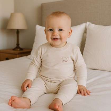 طقم للأطفال قطعتين لون أبيض 