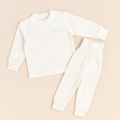 طقم للأطفال قطعتين لون أبيض