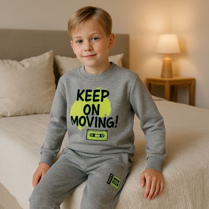 طقم للأطفال قطعتين لون سكني فاتح