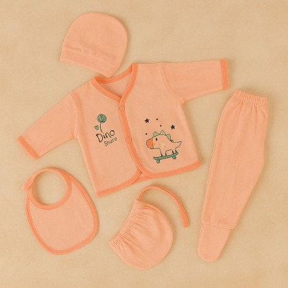 طقم بيبي 5 قطع للأطفال لون برتقالي