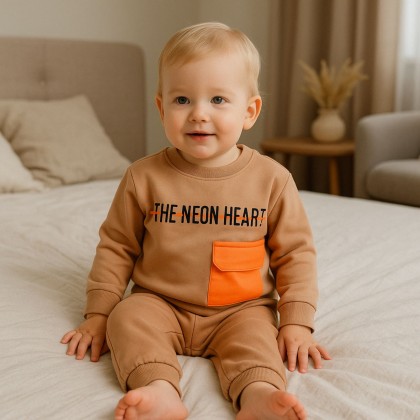 بجامة للأطفال قطعتين لون بني بتصميم Candy Girl