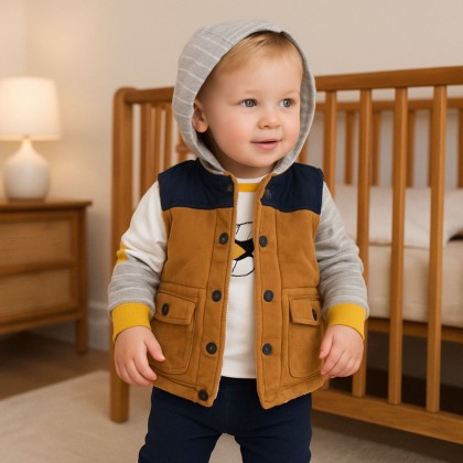 طقم 3 قطع فست للأطفال لون بني وكحلي و سكني