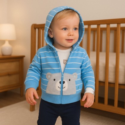 طقم للأطفال 3 قطع لون أزرق فاتح و كحلي