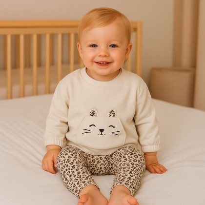 طقم 3 قطع للأطفال لون بيج