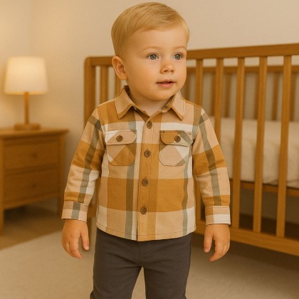 طقم 3 قطع للأطفال لون بيج و أبيض و رمادي