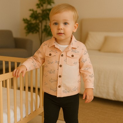 طقم 3 قطع للأطفال لون مشمشي و كحلي