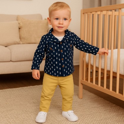 طقم 3 قطع للأطفال لون كحلي و أصفر