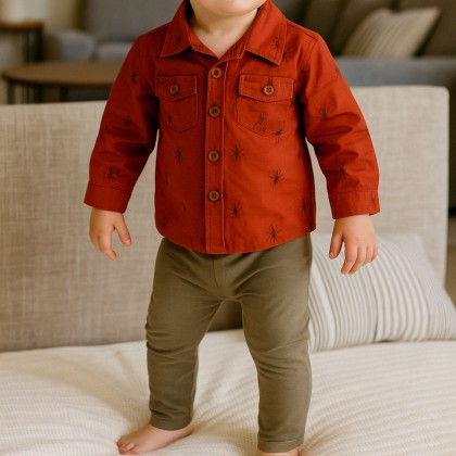 طقم 3 قطع للأطفال لون برتقالي و أخضر