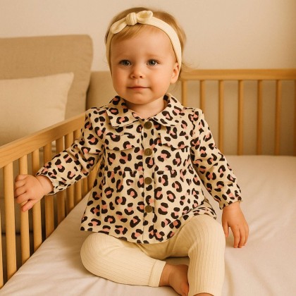 طقم 3 قطع للأطفال لون اوف وايت وبني