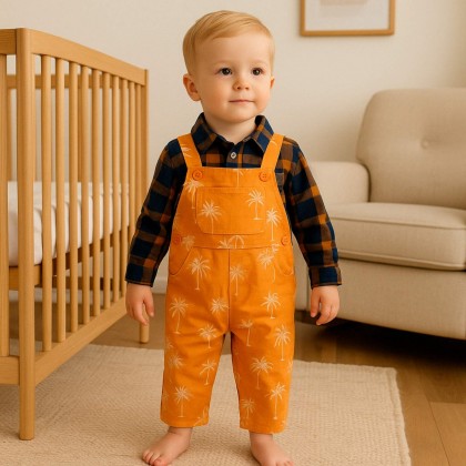 طقم أفرهول قطعتين لون برتقالي و كحلي