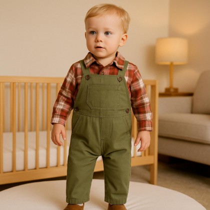 طقم أفرهول قطعتين لون برتقالي و أخضر