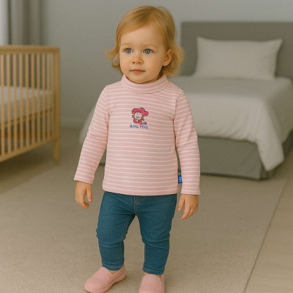 بلوزة بأكمام طويلة للأطفال لون زهري