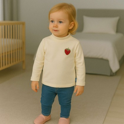 بلوزة بأكمام طويلة للأطفال لون اوفوايت