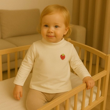 بلوزة بأكمام طويلة للأطفال لون ابيض