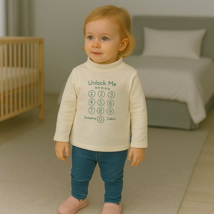 بلوزة بأكمام طويلة للأطفال لون ابيض