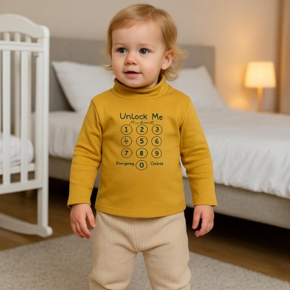 بلوزة بأكمام طويلة للأطفال لون اصفر