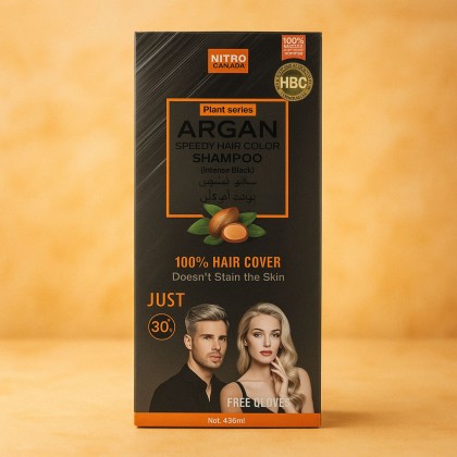 شامبو صبغة شعر بزيت الأرغان لون رمادي كثيف من نيترو