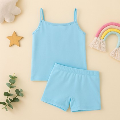 طقم داخلي بناتي قطعتين شباح وبوكسر للأطفال لون ازرق