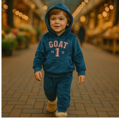 بجامة بطاقية (قطعتين) للأطفال لون كحلي