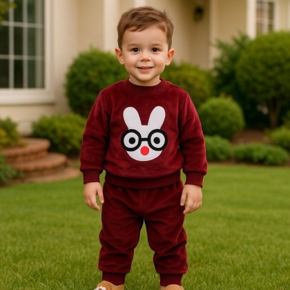 بجامة (قطعتين) للأطفال لون خمري