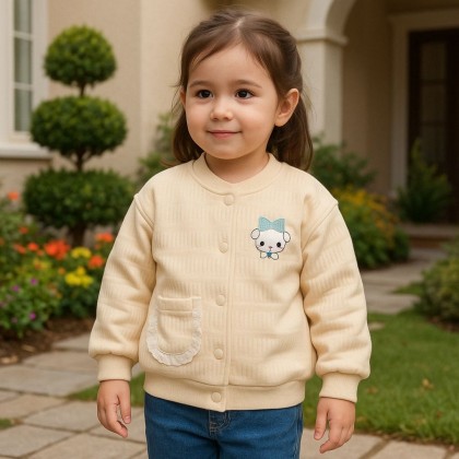 جاكيت بأزرار للأطفال لون بيج
