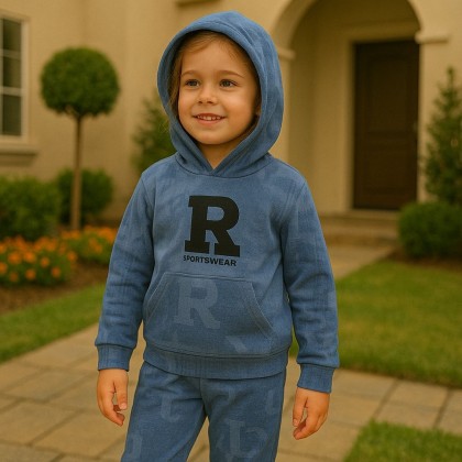 بجامة بتصميم طاقية (قطعتين) للأطفال لون ازرق