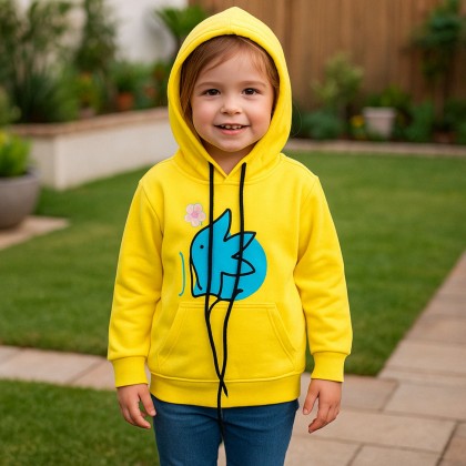هودي مبطن للأطفال لون أصفر