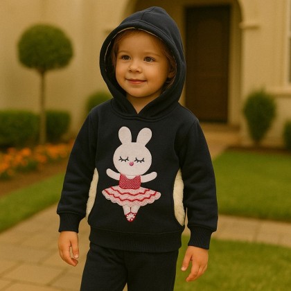 بجامة بتصميم طاقية (قطعتين) للأطفال لون كحلي