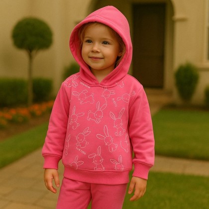 هودي فوتر للأطفال لون فوشي