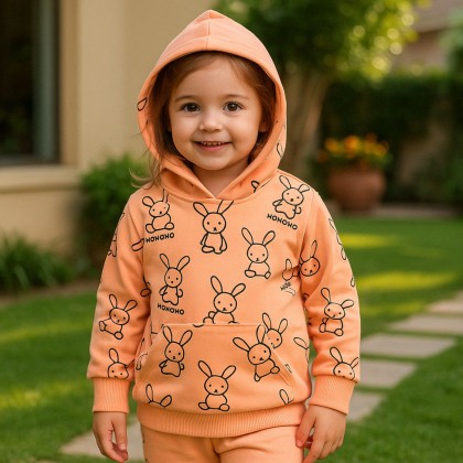 هودي فوتر للأطفال لون برتقالي