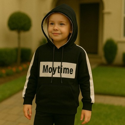 هودي مبطن للأطفال لون أسود