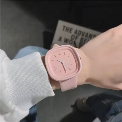 ساعة زهرية سيليكون مربعة للنساء
