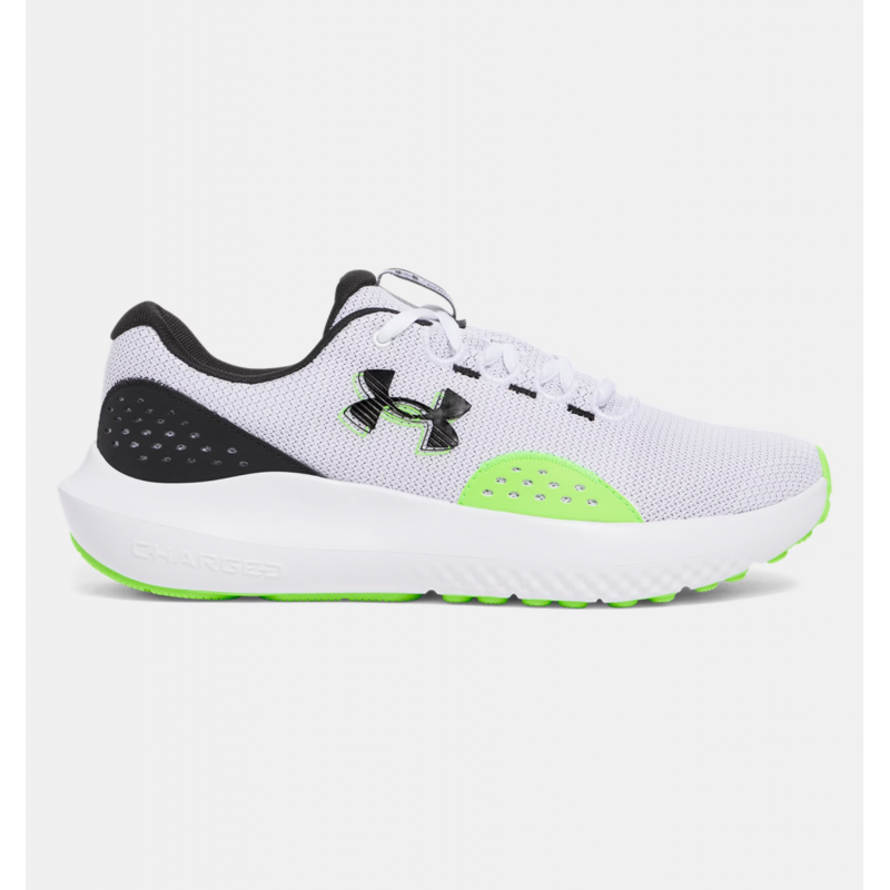 Under Under Men's UA Surge 4 Running Shoes- حذاء اندر ارمور سيرج 4 للرجال لون أبيض وأسود