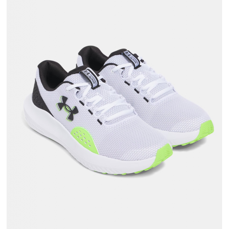 Under Under Men's UA Surge 4 Running Shoes- حذاء اندر ارمور سيرج 4 للرجال لون أبيض وأسود