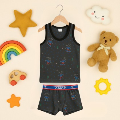 طقم داخلي (شباح وبوكسر) قطعتين ولادي لون رمادي