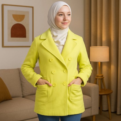 جاكيت شتوي جوخ للنساء لون فسفوري