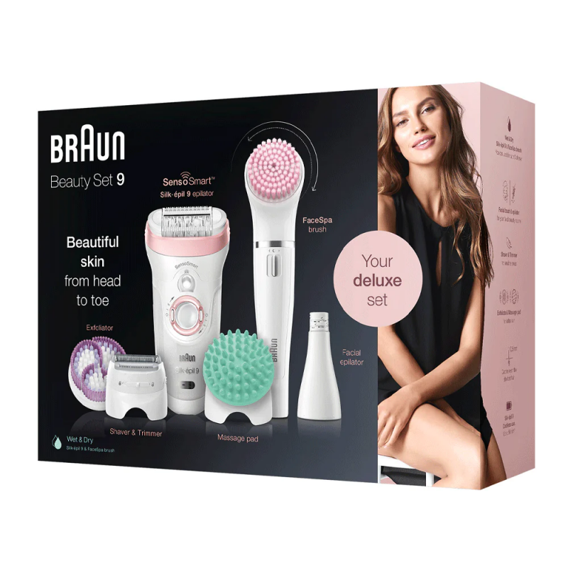 ماكنة براون ستاتي متعددة الوظائفset 9 Braun All Body Beauty Set Ses 9985