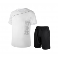 طقم قطعتين تيشيرت وشورت للرجال لون أبيض وأسود