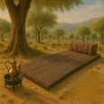 فرشات رحل مع مسند بتصميم فلسطيني تراثي لون بني وزيتي