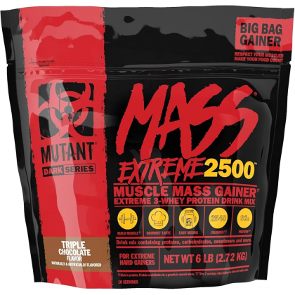 Mutant Mass Extreme Gainer Whey Protein Powder Build Muscle Size and Strength High Density Clean Calories Triple Chocolate 2.72 KG